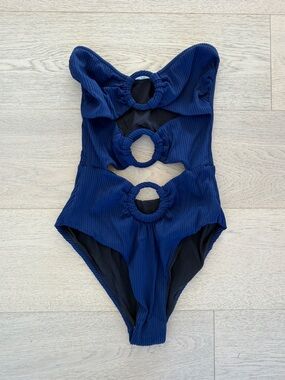 Women's Navy Cutout One-Piece Swimsuit